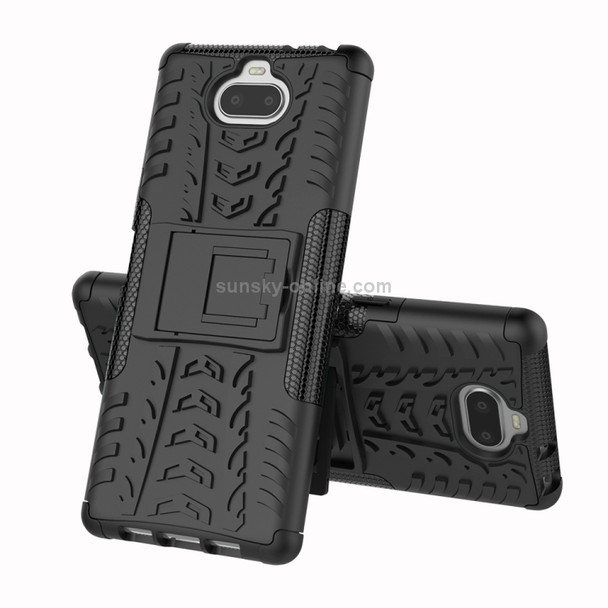 Tire Texture TPU+PC Shockproof Case for Sony Xperia XA3, with Holder (Black)