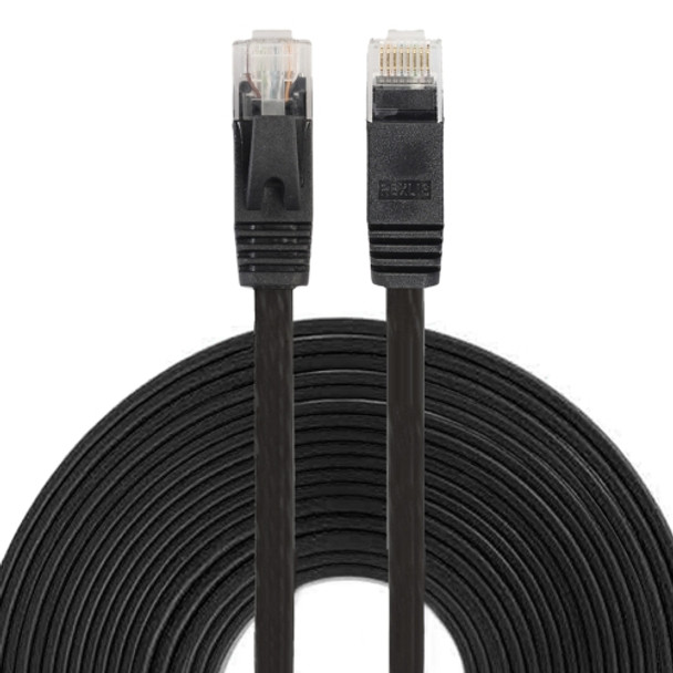 10m CAT6 Ultra-thin Flat Ethernet Network LAN Cable, Patch Lead RJ45 (Black)