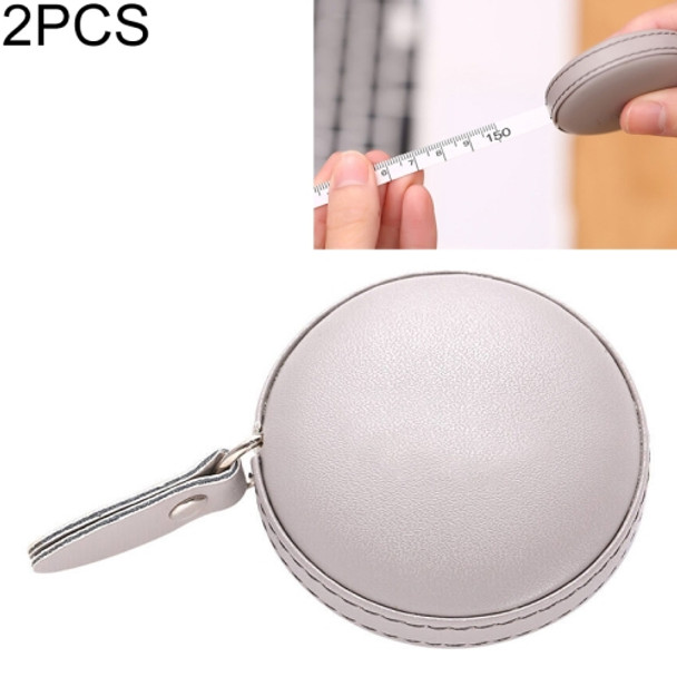 2 PCS Mini Tape Measure Cute Portable PU Measuring Ruler Measuring Bust Hips Waist Soft Tape(Gray)