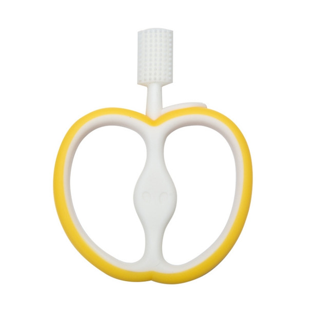 Baby Apple Shaped Silicone Toothbrush(Yellow)