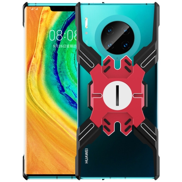 For Huawei Mate 30 Pro Hero Series Anti-fall Wear-resistant Metal Protective Case with Bracket(Black Red)
