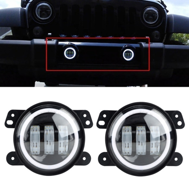 2 PCS IP67 Waterproof 30W 6500-7000K 2300LM 4 inch CREE 6-LED Lamp Driving Fog Lights with Angel Eyes for Jeep Wrangler(White Light)