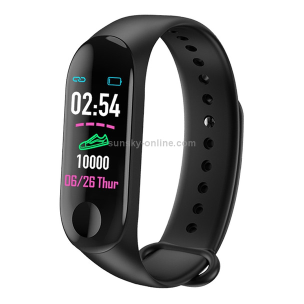 M3 0.96 inches TFT Color Screen Smart Bracelet IP67 Waterproof, Support Call Reminder /Heart Rate Monitoring /Blood Pressure Monitoring /Sleep Monitoring /Weather Forecast (Black)