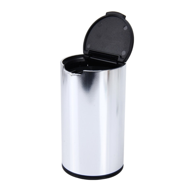 JG-036 Universal Portable Car Auto Stainless Steel Trash Rubbish Bin Ashtray for Most Car Cup Holder (Silver)
