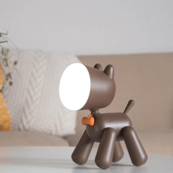 Creative Variety Puppy Desk Lamp Student Bedroom Reading LED Light USB Bedside Night Light(Brown)