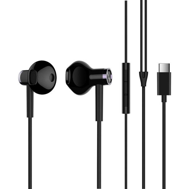 Wired Semi-in-ear USB-C / Type-C Interface Headset with Mic for Xiaomi(Black)