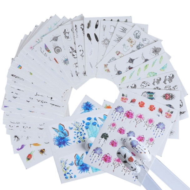 40 PCS Nail Sticker Colorful Design Water Transfer Decals Sets