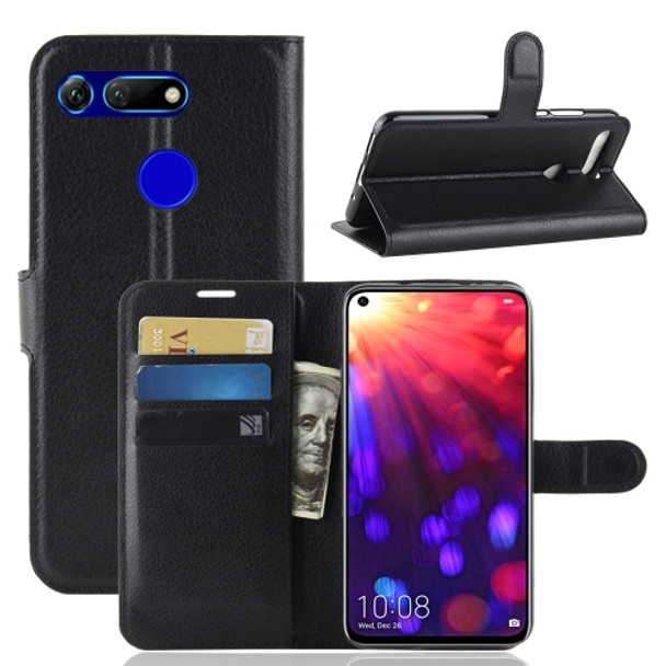 Litchi Texture Horizontal Flip Leather Case for Huawei Honor View 20, with Wallet & Holder & Card Slots (Black)