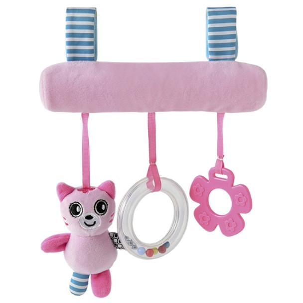 Baby Stroller Cartoon Animal Pendant Cradle Ornament Hanging Rattle(Pink kitten Bed)