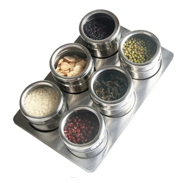 6 in 1 Kitchen Stainless Steel Salt Condiment Set Spice Jars Container Spice Bottles