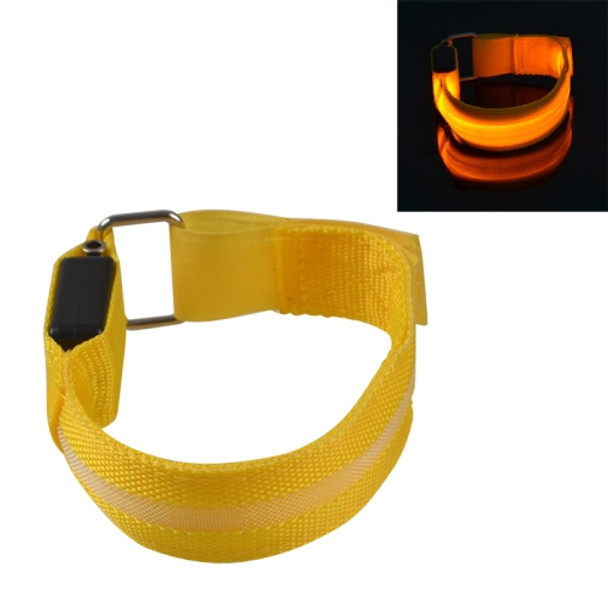 Yellow Nylon Night Sports LED Light Armband Light Bracelet, Specification:Battery Version