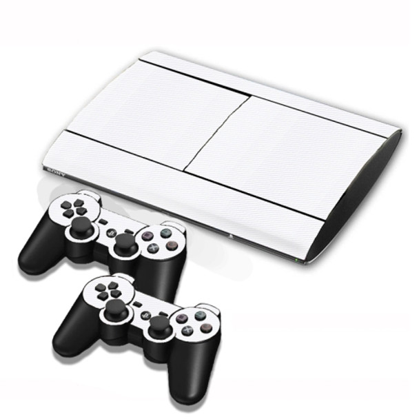 Carbon Fiber Texture Decal Stickers for PS3 Game Console(White)