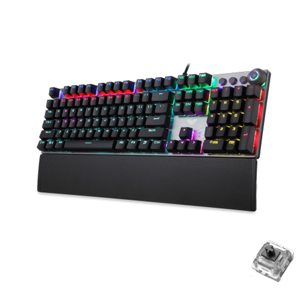 AULA F2088 108 Keys Mixed Light Mechanical Black Switch Wired USB Gaming Keyboard with Metal Button (Black)