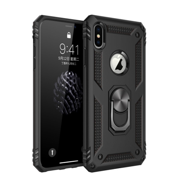 Sergeant Armor Shockproof TPU + PC Protective Case for iPhone XS Max, with 360 Degree Rotation Holder (Black)