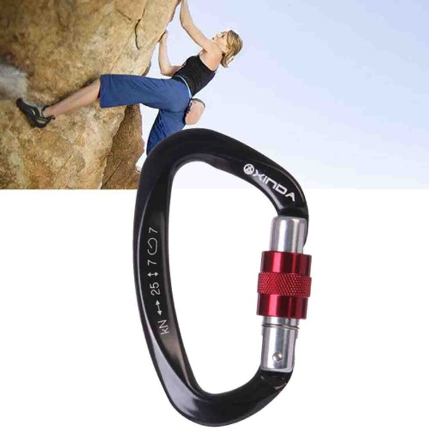 XINDA XD-Q9628 Professional Climbing D-shaped Master Lock Carabiner Safety Buckle Outdoor Climbing Equipment Supplies(Black)