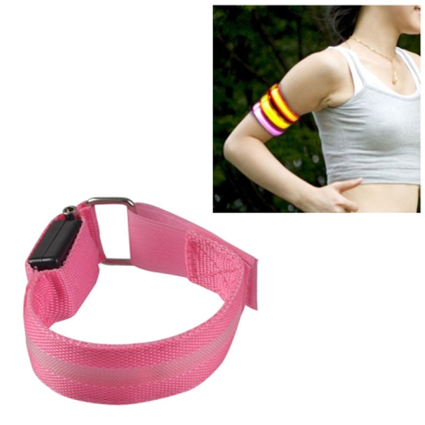 Pink Nylon Night Sports LED Light Armband Light Bracelet, Specification:Battery Version