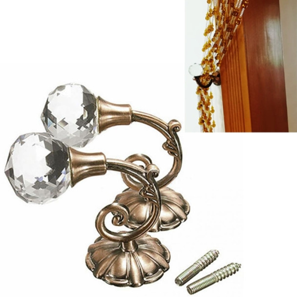 2 PCS Vintage Crystal Flower Barb Curtain Decoration Wall Hook(Bronze)