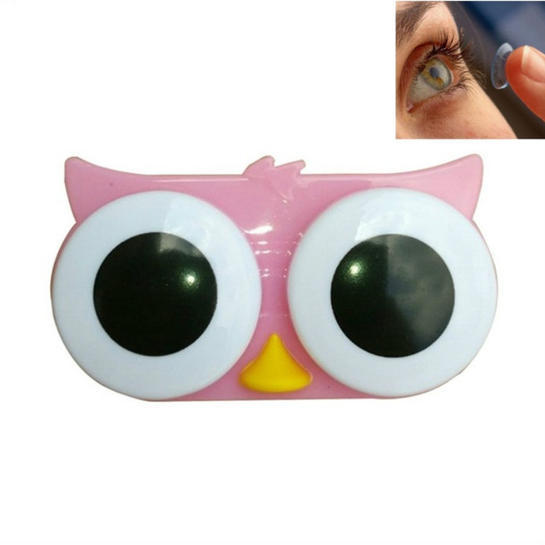 2 PCS Creative Environmental Protection Cartoon Animal Big Eye Contact Lens Box(Pink Owl)