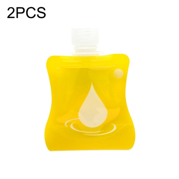 2 PCS Portable Silicone Lotion Bottle Hand Sanitizer Bottle Travel Soft Pack Shampoo Shower Gel Bottle(Water droplet yellow )