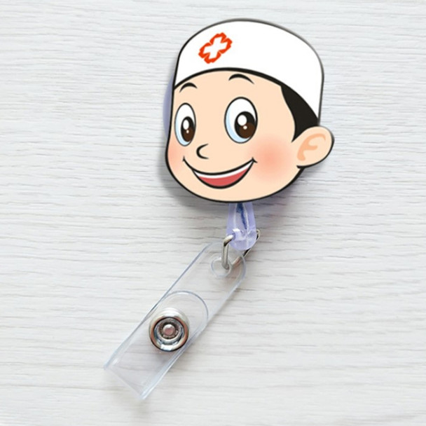 Doctor Head Pattern Cute Retractable Badge Reel Student Nurse ID Name Card Badge