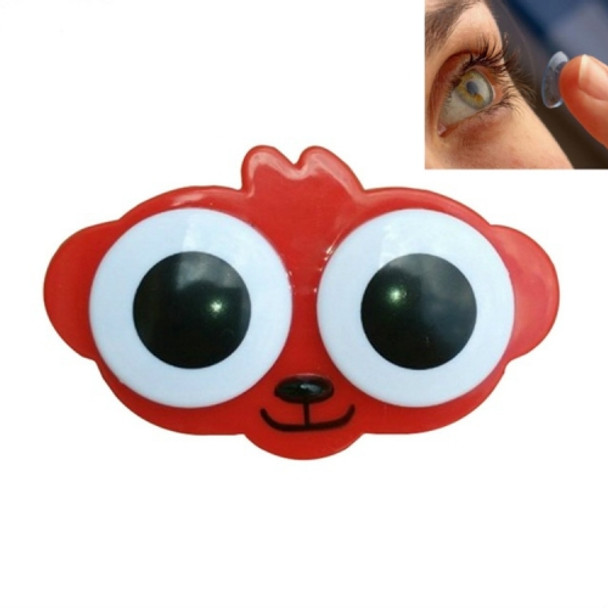 2 PCS Creative Environmental Protection Cartoon Animal Big Eye Contact Lens Box(Red Monkey)