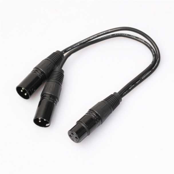 30cm 3 Pin XLR CANNON 1 Female to 2 Male Audio Connector Adapter Cable for Microphone / Audio Equipment(Black)