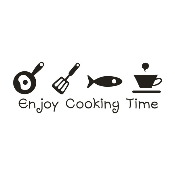 Enjoy Cooking Time English Alphabet Kitchen Living Room Carved Wall Sticker