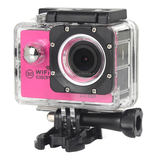 H16 1080P Portable WiFi Waterproof Sport Camera, 2.0 inch Screen, Generalplus 4248, 170 A+ Degrees Wide Angle Lens, Support TF Card(Magenta)