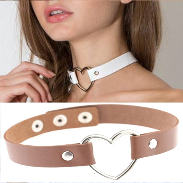 2 PCS Japanese Harajuku PU Leather Heart Shape Punk Collar Fashion Female Choker Necklace, Random Color Delivery