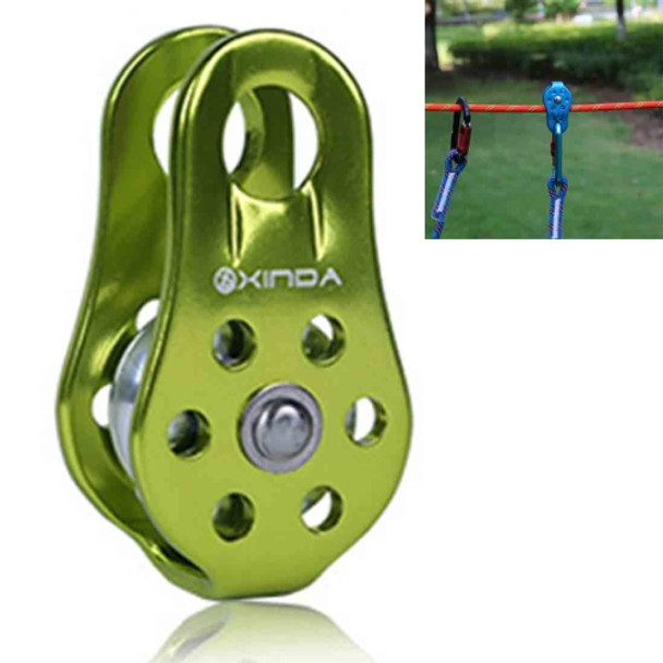 Single Fixed Pulley Mountaineering Rope Climbing Rappelling Survival Equipment(Green)