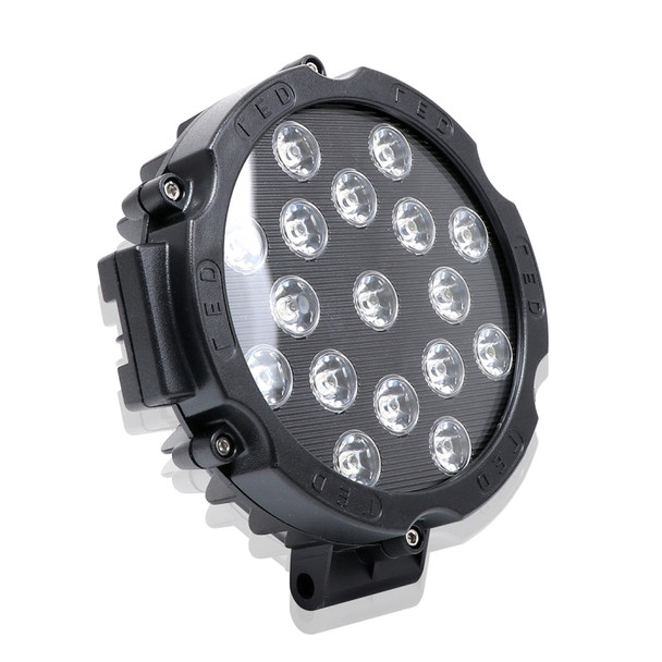 51W 3500LM 6500K White Light 17 LED Waterproof Car Boat Marine Work Lights Spotlight LED Bulbs, 30 Degrees Adjustable, DC 10-30V(Black)