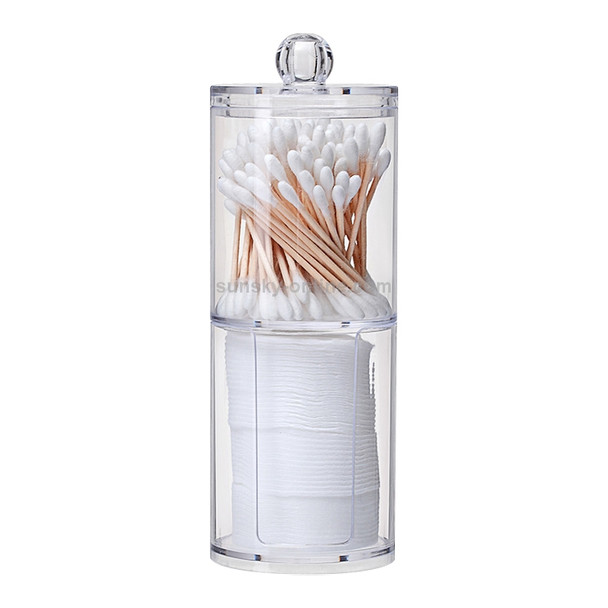 Transparent Round Plastic Cosmetic Box Cotton Swab Cotton Pads Combined Storage Box