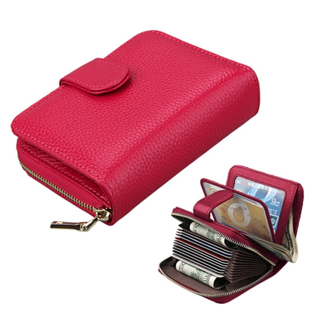 KB132 Female Style Full Grain Cow Leather Multifunctional Wallet/ Card Bag/ Driving License Package(Magenta)