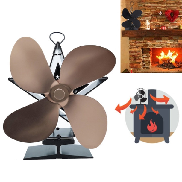 4-Blade Aluminum Heat Powered Fireplace Stove Fan (Bronze)