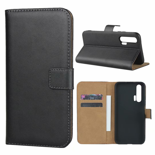 Leather Horizontal Flip Holster for Huawei Honor 20 Pro with Magnetic Clasp and Bracket and Card Slot and Wallet(Black)