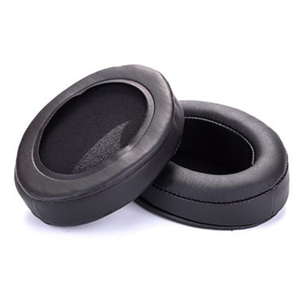 1 Pair Oval Leather Beveled Headphone Protective Case for Brainwavz HM5 / Philip SHP9500(Black)