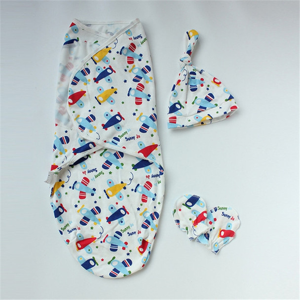 Spring  Summer Cotton Baby Infant Bags Towels Sleeping Bags Knitted Cloth Cap Set, Size:S (50x70 CM)(Aircraft)