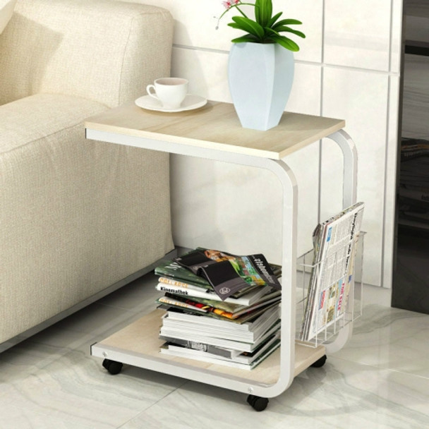 Modern Minimalist Bedroom Table Living Room Mini Mobile Cabinet(Maple Wood)