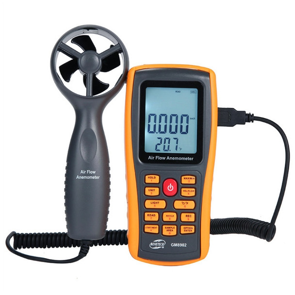 BENETECH GM8902 2.6 Inch LCD Screen Digital Wind Speed Meter Anemometer(Yellow)