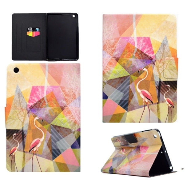 For iPad Mini 1 / 2 / 3 / 4 / 5 TPU Horizontal Flip Leather Case with Holder & Card Slot & Sleep / Wake-up Function(Flamingo)
