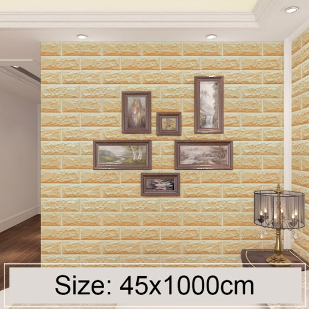 Creative 3D Gold Brick Stone Brick Decoration Wallpaper Stickers Bedroom Living Room Wall Waterproof Wallpaper Roll, Size: 45 x 1000cm