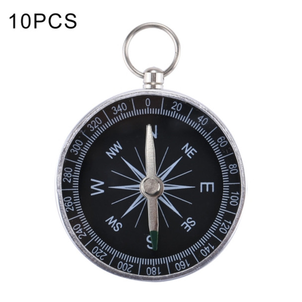 10 PCS Outdoor Sports Camping Hiking Pointer Guider Aluminum Alloy Compass Hiker Navigation with Keychain, Random Color Delivery