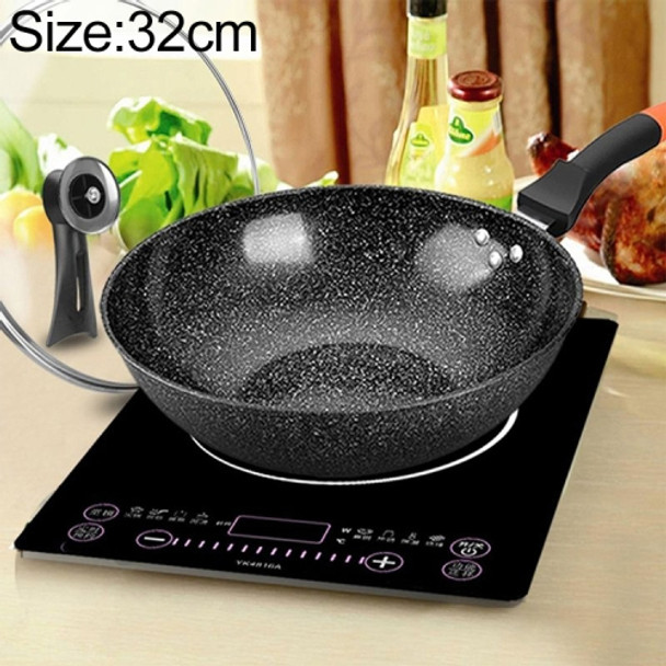 Maifanshi Non-stick Household Oil-free Flat-bottom Wok is Suitable for Gas Cooker Induction Cooker, Size:32cm(Pot + Lid)