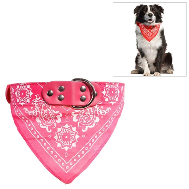 Adjustable Dog Bandana Leather Printed Soft Scarf Collar Neckerchief for Puppy Pet, Size:L(Magenta)