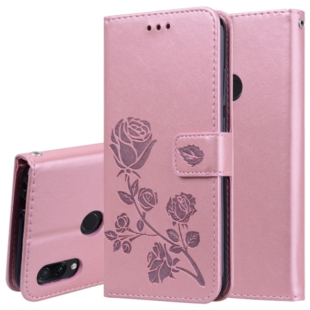 Rose Embossed Horizontal Flip PU Leather Case for Xiaomi Redmi Note 7, with Holder & Card Slots & Wallet(Rose Gold)