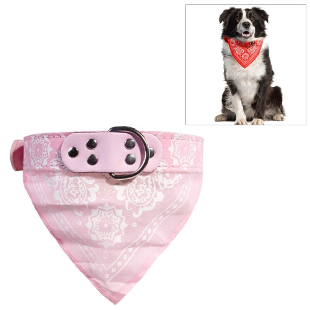Adjustable Dog Bandana Leather Printed Soft Scarf Collar Neckerchief for Puppy Pet, Size:M(Pink)
