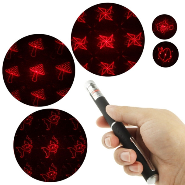 4mw 650nm Red Beam Laser Stage Pen, Apple / Goldfish / Bear / Mushroom / Windmill / Dolphin etc. 6 Patterns(Black)