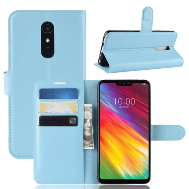 Texture Horizontal Flip Leather PU + TPU Case for LG G7 Fit, with Wallet & Holder & Card Slots(Blue)