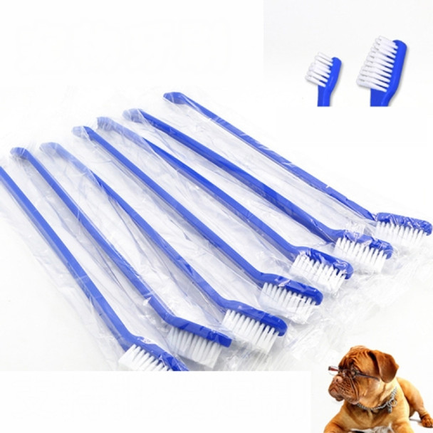 20 PCS Dog Cat Effective Pets Oral Care Pet Toothbrush, Specification:Blue Handle + Medium Hair(Blue)