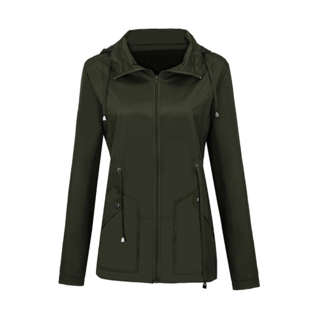 Raincoat Waterproof Clothing Foreign Trade Hooded Windbreaker Jacket Raincoat, Size: S(Army Green)